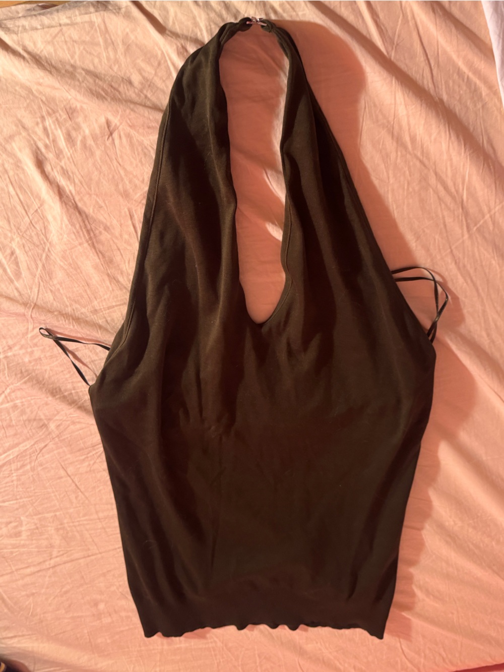 olive Halter Neck Sleeveless Top